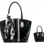 Croc Embossed Tote Bags w/ Polka Dots Sash (BG-T463BK)