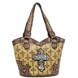 Cross Charm Tote Bags: Monogram w/ Cross Charm (BG-JO1035CM-TN)