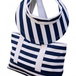 Canvas Beach Tote w/ Sun Visor Set (BGHT-9305S-NV )