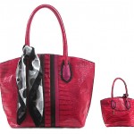 Croc Embossed Tote Bags w/ Polka Dots Sash (BG-T463HPK)