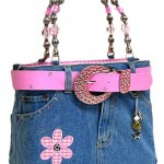 Jean Purse W/ Belt & Key Chain/Flower (BG-BJ113M/PK)