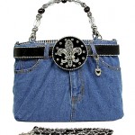 Jean Purse w/ Rhinestone Fleur De Lis Charm Belt